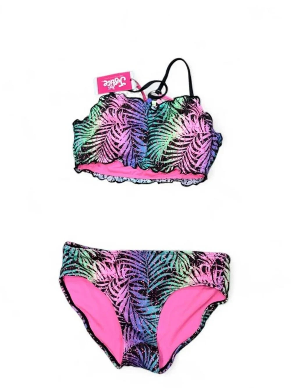 Justice Neon Palm Bikini Set